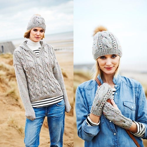 Strickanleitung Stylecraft Special Aran With Wool No. 9556 Pullover, Mütze und Handschuhe