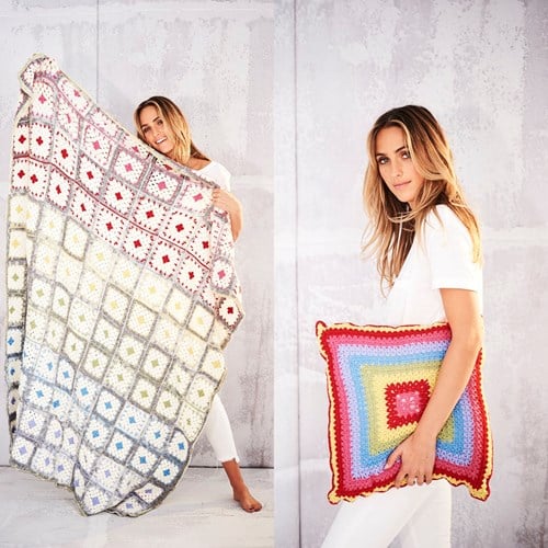 Häkelanleitung Stylecraft Life DK No. 9559 Decke und Kissen