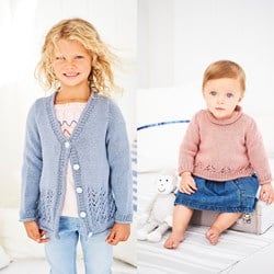 Strickanleitung  Stylecraft Bambino DK No. 9606 Mädchenpullover und Strickjacke