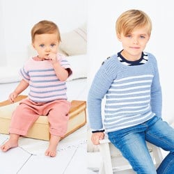 Häkelanleitung Stylecraft Bambino DK No. 9608 Gestreiftes Top und Pullover