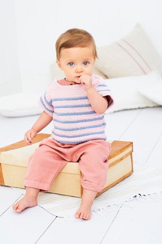 Häkelanleitung Stylecraft Bambino DK No. 9608 Gestreiftes Top und Pullover-2