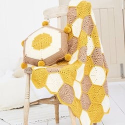Häkelanleitung Stylecraft Bellissima DK No. 9614 Bienenwabenmuster Decke und Kissen