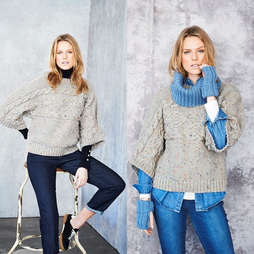 Strickanleitung Stylecraft Special Aran With Wool No. 9663 Pullover, Loop und Stulpen