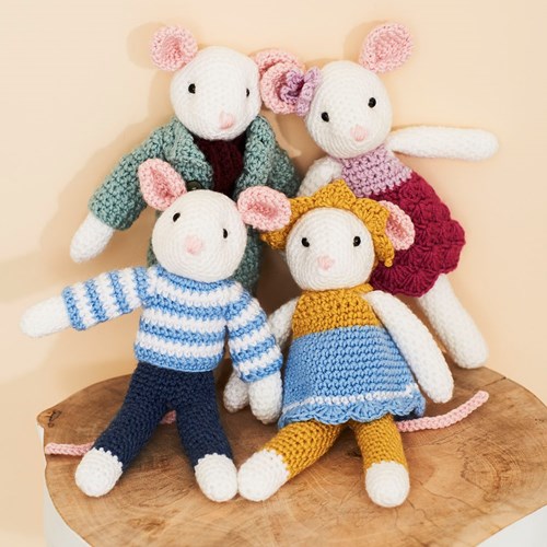 Häkelanleitung Stylecraft Bambino DK No. 9664 Mäusefamilie