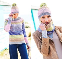 Strickanleitung Stylecraft Batik Swirl DK No. 9671 Pullover, Colschal und Mütze