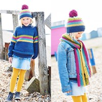 Strickanleitung Stylecraft Bellissima DK No. 9705 Mädchenpullover, Schal und Mütze