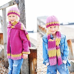 Strickanleitung Stylecraft Bellissima DK No. 9706 Mädchenjacke, Schal und Mütze