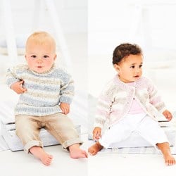 Strickanleitung Stylecraft Bambino Prints DK No. 9744 Babypullover und Jacke