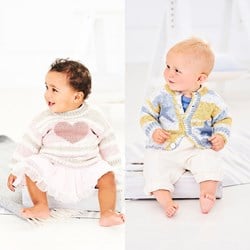Strickanleitung Stylecraft Bambino Prints DK No. 9745 Babypullover und Jacke