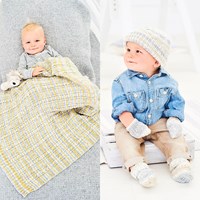 Strickanleitung Stylecraft Bambino Prints DK No. 9748 Babydecke, Mütze und Handschuhe