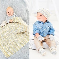 Strickanleitung Stylecraft Bambino Prints DK No. 9748 Babydecke, Mütze und Handschuhe