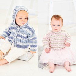 Strickanleitung Stylecraft Bambino Prints DK No. 9749 Babyhoodie und Pullover