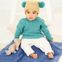 Strickanleitung  Stylecraft Bambino DK No. 9761 Babypullover, Mütze und Decke