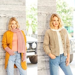 Strickanleitung Stylecraft Highland Heathers DK No. 9797 Cardigan und Accessoires