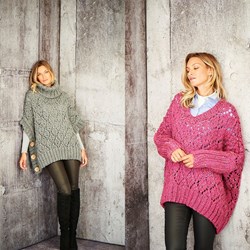 Strickanleitung Stylecraft Special XL Tweed Super Chunky No. 9807 Poncho und Pullover
