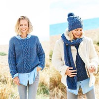 Strickanleitung Stylecraft Special Aran With Wool No. 9820 Pullover, Mütze und Schal