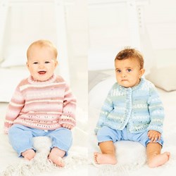 Strickanleitung Stylecraft Bambino Prints DK No. 9842 Babypullover und Jacke