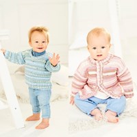 Strickanleitung Stylecraft Bambino Prints DK No. 9846 Babyjacke und Pullover