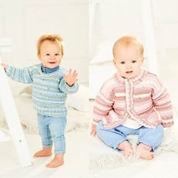 Strickanleitung Stylecraft Bambino Prints DK No. 9846 Babyjacke und Pullover