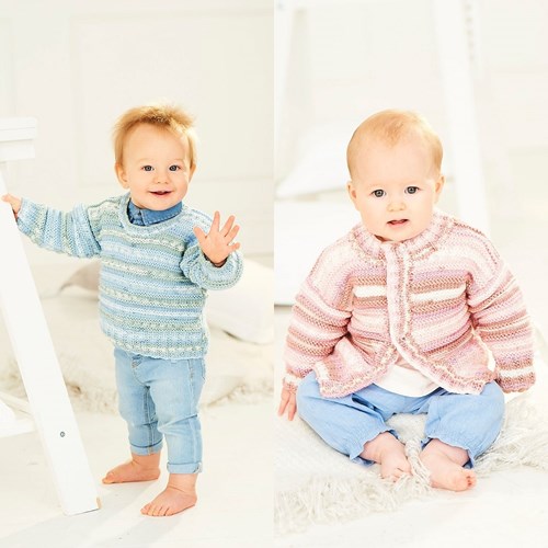 Strickanleitung Stylecraft Bambino Prints DK No. 9846 Babyjacke und Pullover
