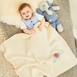 Strickanleitung Stylecraft Bellissima DK No. 9854 Adam & Astrid Elefant und Decke