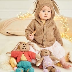 Strickanleitung Stylecraft Bellissima DK No. 9855 Bertie & Bettie Bunny Kuscheltier und Jacke