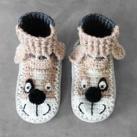 Häkelanleitung Tierische Kinderhausschuhe