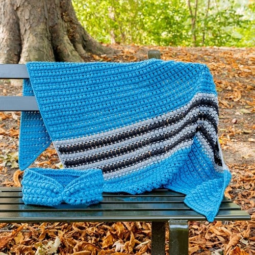 Yarn and Colors Criss Cross Dot Scarf Häkelpaket 069 Petrol Blue