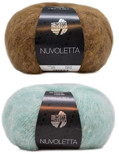 Nuvoletta Raglanmantel Strickpaket 1 Camel/Turquoise 48/50-2