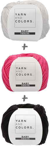Yarn and Colors Black White and Bright Scarf Häkelpaket 035 Girly Pink-2