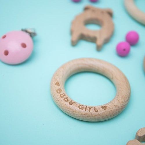 Durable Beißring Holz Baby Girl-2