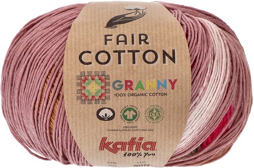 Katia Fair Cotton Granny 304 Bubble Gum Pink-Khaki-Pale Brown