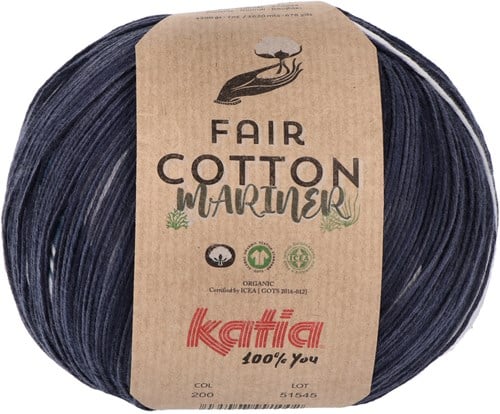Katia Fair Cotton Mariner 200 Ocean Blue / Dark Turquoise / White