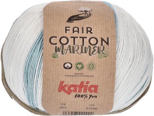 Katia Fair Cotton Mariner 201 Sky Blue / Bleach Brown / Citron Yellow / White