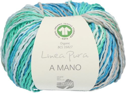 Lana Grossa A Mano 026 White / light gray / jade / gray beige / turquoise blue
