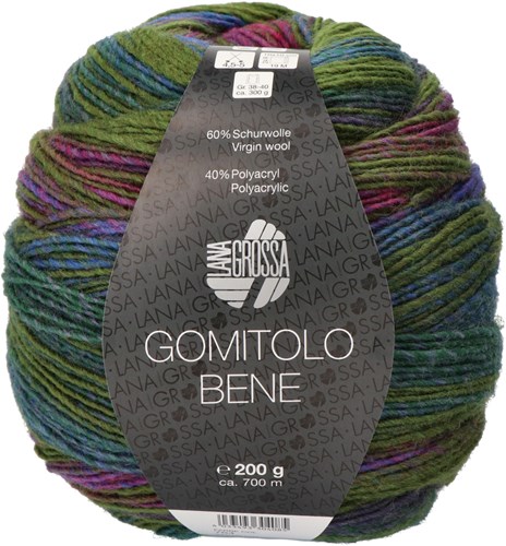 Lana Grossa Gomitolo Bene 764 Olive/purple/fuchsia/pink/royal/gray blue