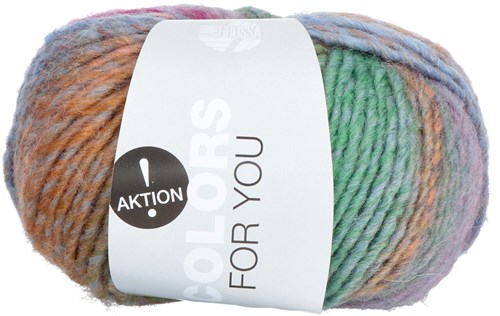 Lana Grossa Colors for you 134 Grey Green/Petrol/Wine Red/Salmon/Green/Mint/Grey Beige/Camel/Lilac