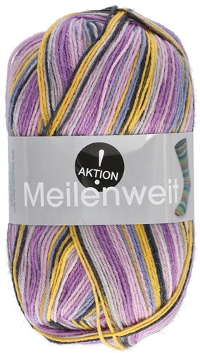 Lana Grossa Meilenweit 100 Aktion 036 Dark Grey/Yellow/Graucous Purple/Lilac/Violet Blue