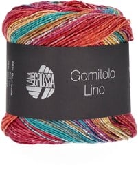 Lana Grossa Gomitolo Lino 2016 geranium red/petrol/mustard yellow/orient red/orange