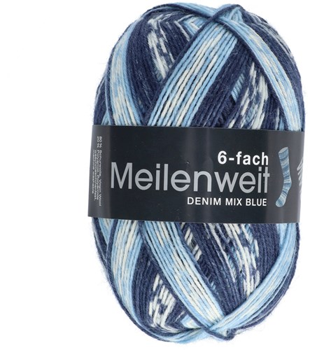 Lana Grossa Meilenweit 6-Fach 150 Denim Mix Blue 9598