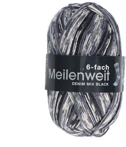 Lana Grossa Meilenweit 6-Fach 150 Denim Mix Black 9595