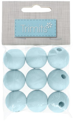 Trimits Holz Runde Perlen 25 mm 04 Pale Blue (9 stücke)