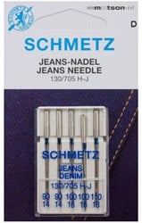 Schmetz Jeans Nadeln Dicke 90 t/m 110  - 1 x 5 Nadeln auf Karte