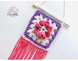 Häkelanleitung Blumen Granny Wandbild