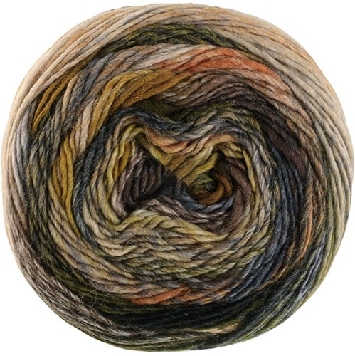 Lana Grossa Colorissimo 215 Orangebraun,Silber-,Hellgrau,Hellbeige,Blau-, Stahlgrau,Moos-,Waldgrün