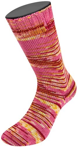 Lana Grossa Cool Wool 4 Socks Print 3 7201 Pink/Weinrot/Ecru/Gelb/Camel-3