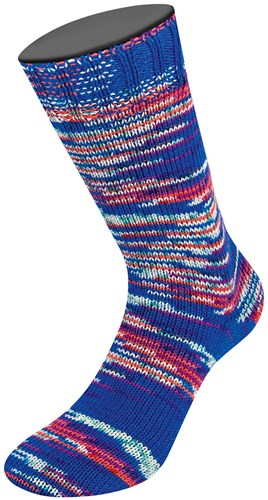 Lana Grossa Cool Wool 4 Socks Print 3 7202 Kobaltblau/Tonrot/Weiß/Jade/Dunkelfuchsia/Hellblau-3