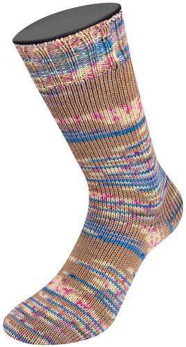 Lana Grossa Cool Wool 4 Socks Print 3 7203 Beige/Kornblume/Weiß/Pink/Lila-3