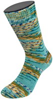 Lana Grossa Cool Wool 4 Socks Print 3 7205 Türkis/Opalgrün/Gelborange/Weiß/Hell-/Kobaltblau-3
