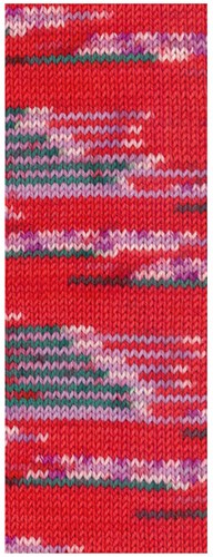 Lana Grossa Cool Wool 4 Socks Print 3 7206 Rot/Opalgrün/Weiß/Lila/Fuchsia-2